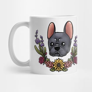 Grey  frenchie with flowers Mug